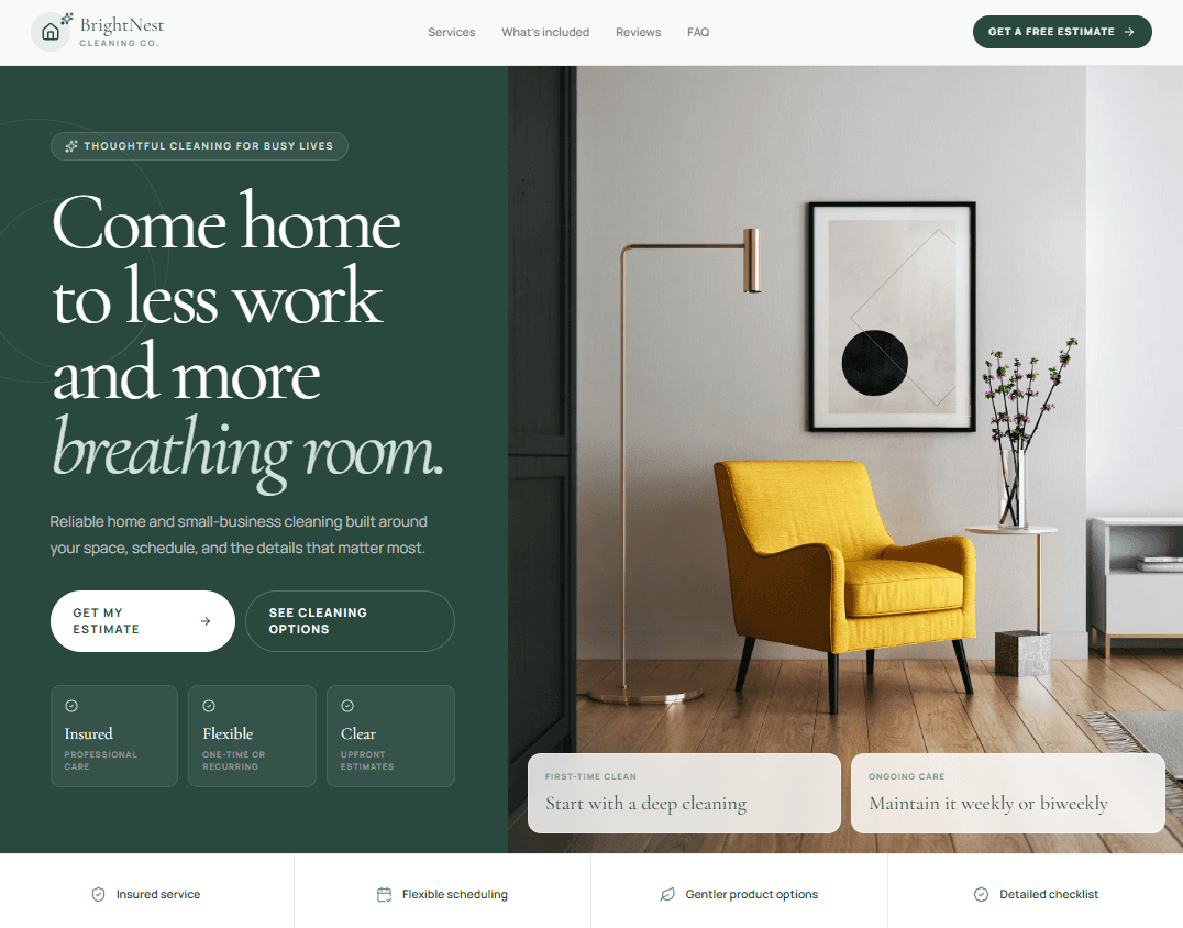 BrightNest website preview